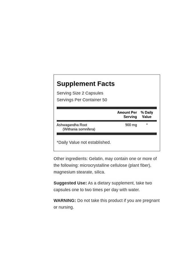 سوانسون أشواغاندا 450 مجم 100 كبسولة - Image 4