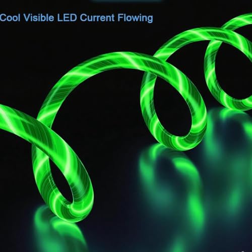 IHAO USB Type C to Type C PD 60W Fast Charging Cable Phone Charger High Data Speed Cool Light Up LED Current Flowing for All USB C Android and iOS DeviceGreen39 Inches - Image 3