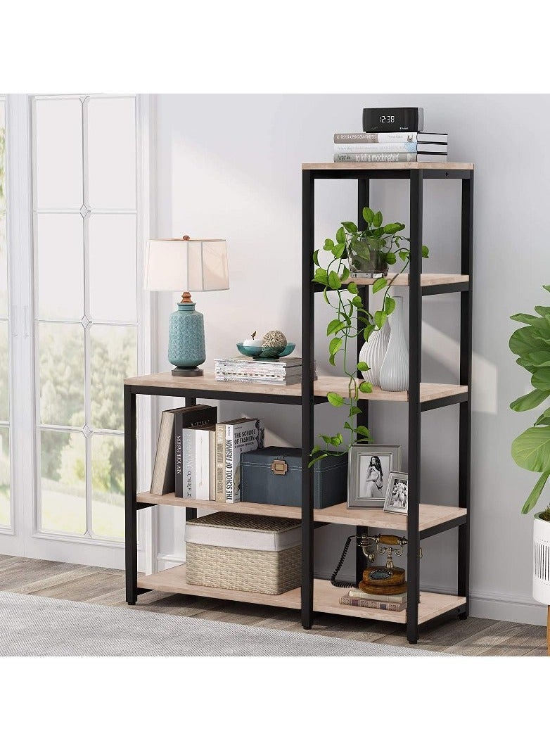 Home Gallery Ladder Corner Bookshelves 8 Shelves 100x145x40 Beige - Image 2