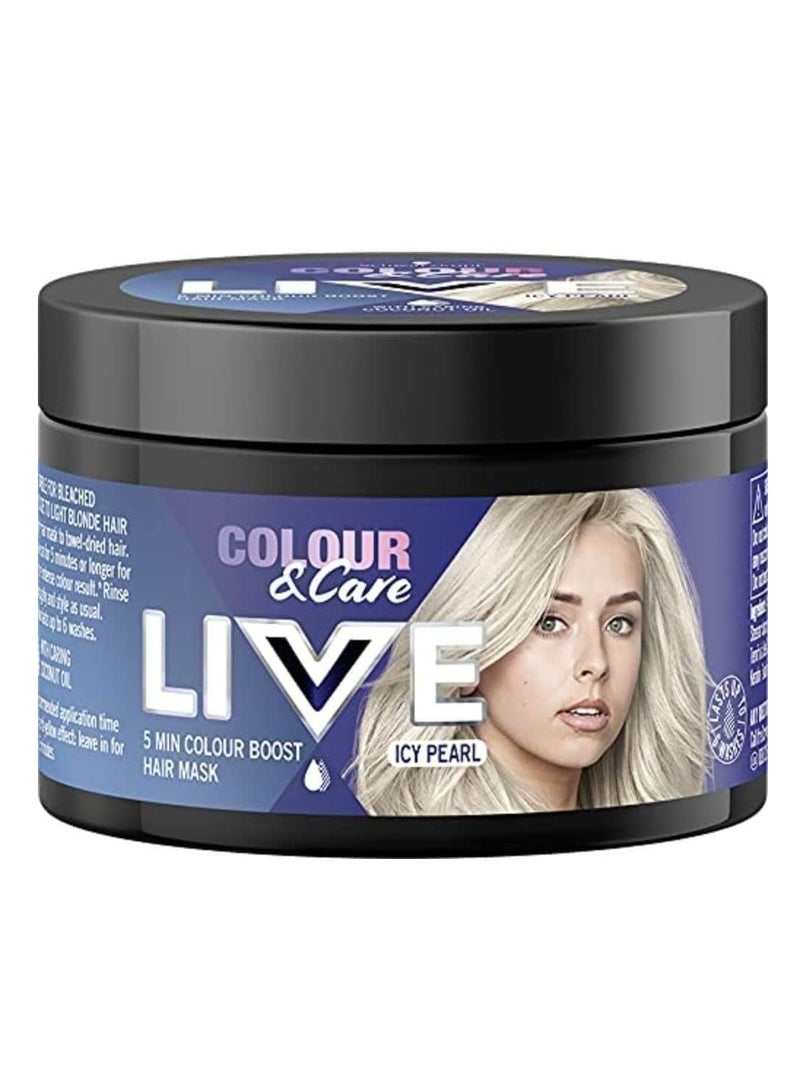 Schwarzkopf LIVE Colour and Care Hair Mask 5 Minute Wash Out Blonde Toning Colour Boost Semi permanent Silver Hair Dye Lasts Up To 6 Washes Icy Pearl 150ml - Image 1