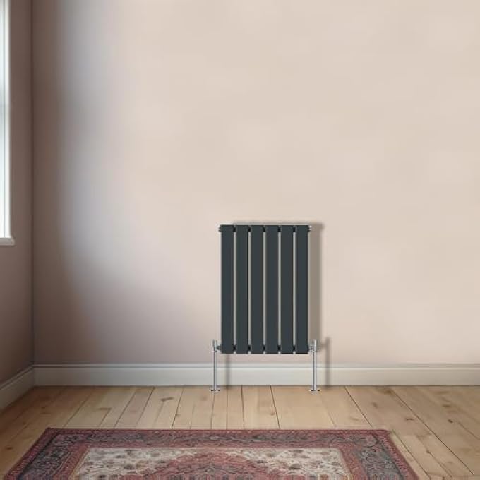 NRG ANTHRACITE HORIZONTAL FLAT PANEL RADIATOR SINGLE COLUMN DESIGNER BATHROOM CENTRAL HEATING - 600X408MM - Image 2