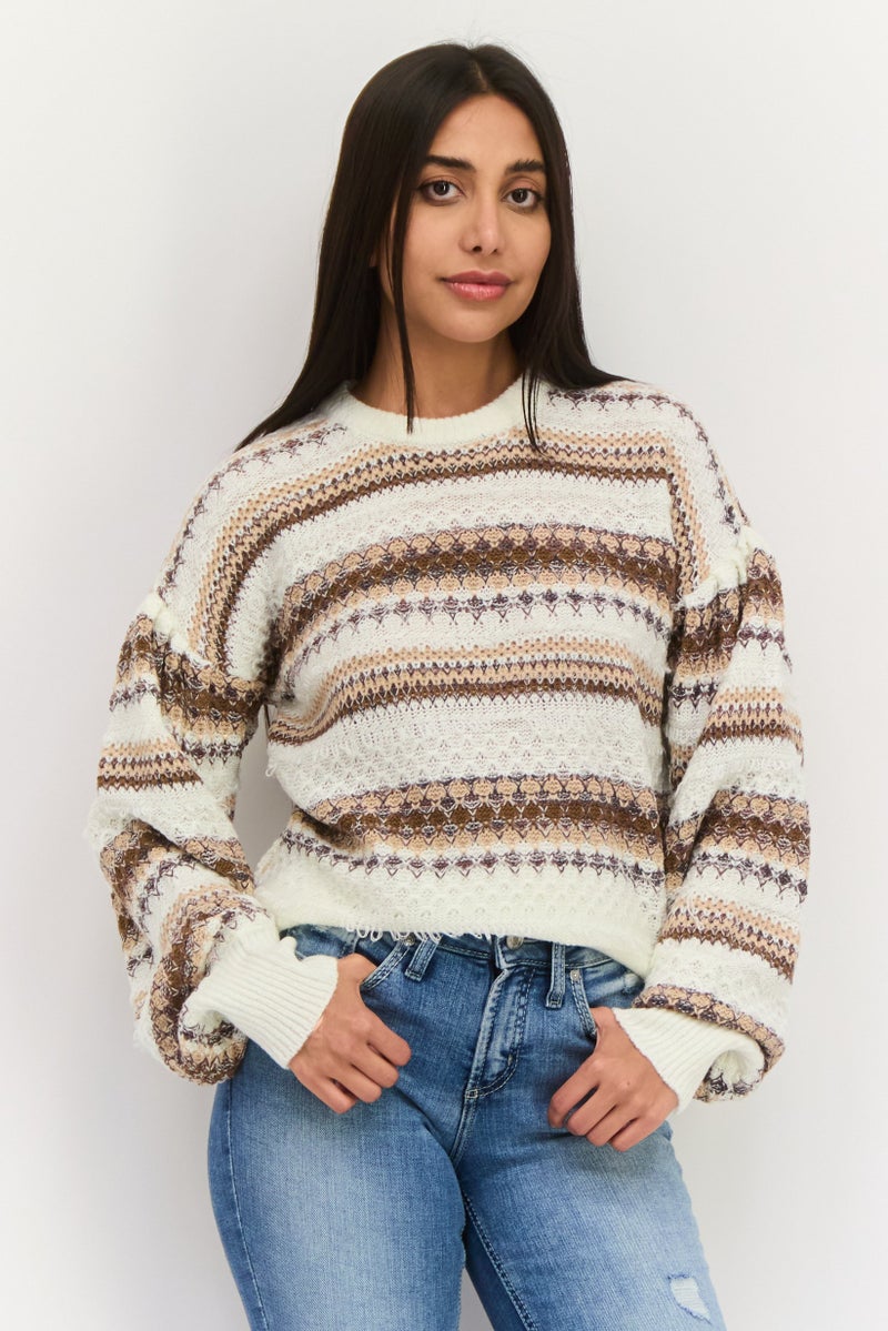 Black Tape سويت شيرت مزخرف بأكمام طويلة للنساء، متعدد الألوان - Image 1