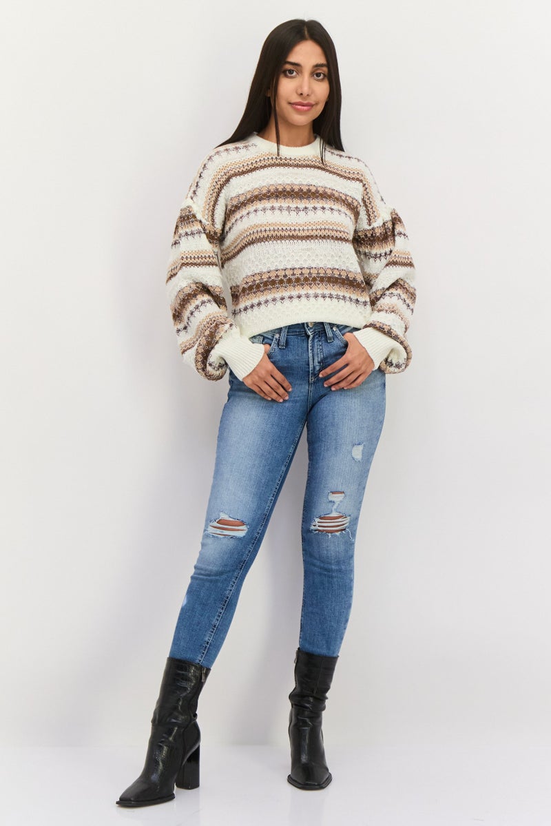 Black Tape سويت شيرت مزخرف بأكمام طويلة للنساء، متعدد الألوان - Image 4