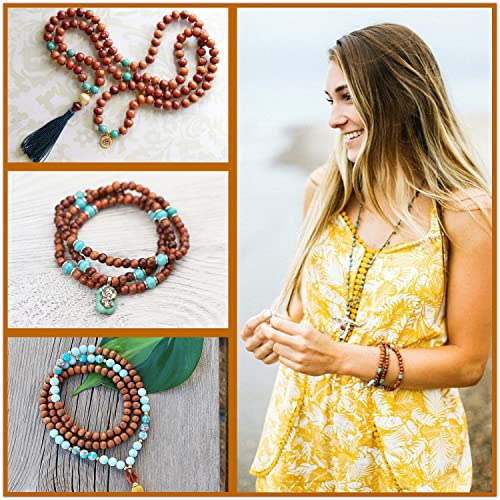 Prometis 200pcs 6mm Natural Sandalwood Round Beads Gorgeous Craft Handmade Polished Spacer Mala Pray Beads with Elastic Cord for Bracelets DIY Rosary Tasbih Jewelry Making - Image 5