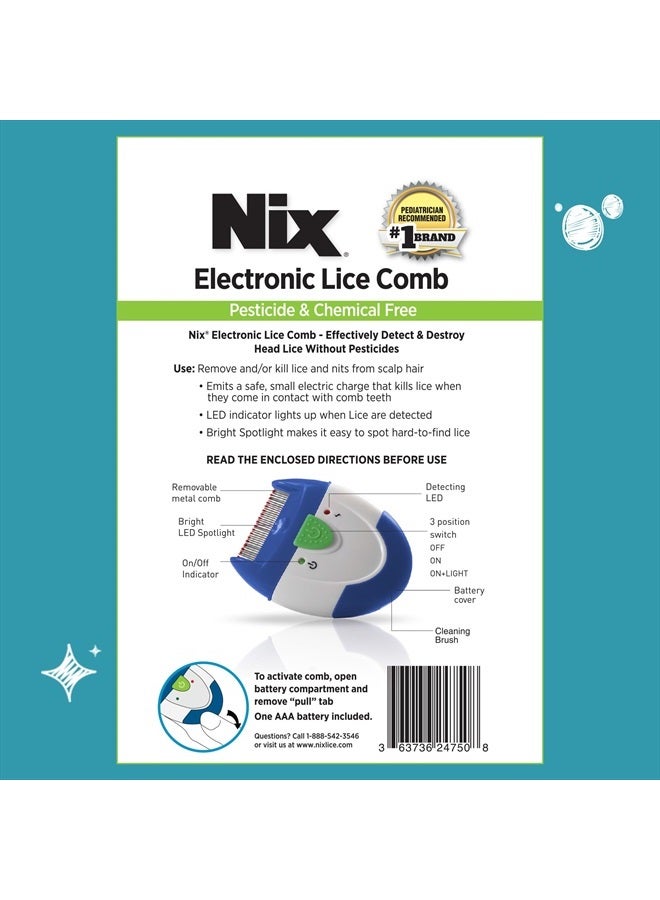 NIX Electronic Lice Comb, Instantly Kills Lice & Eggs and Removes From Hair - Image 4