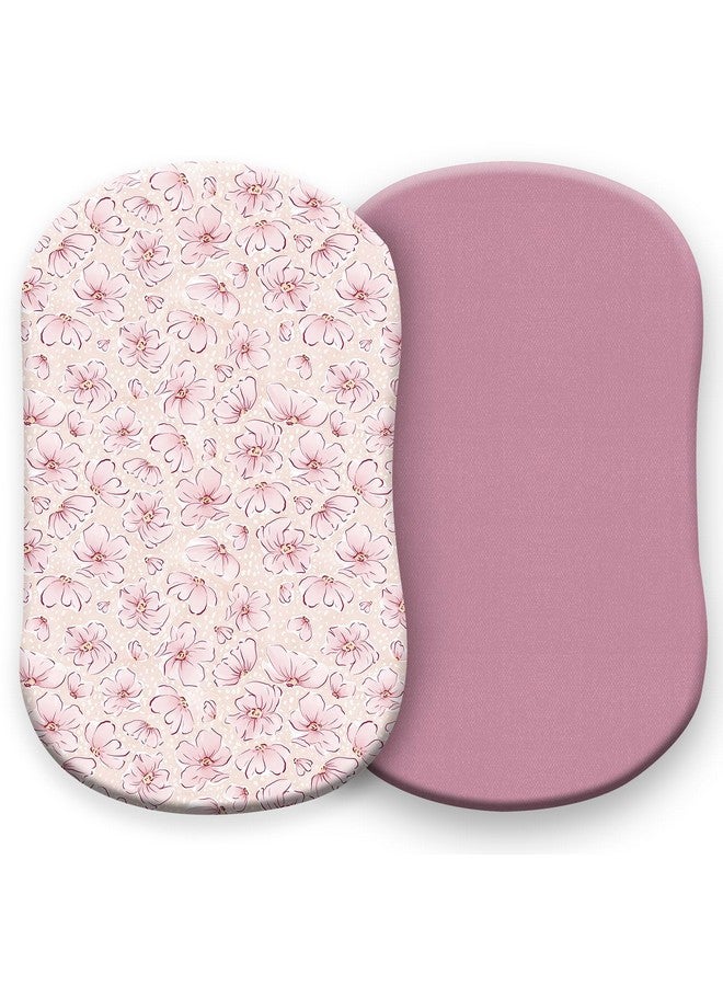 Pobibaby - 2 Pack Bassinet Sheets Girl, Bassinet Sheets Cotton 33x20 for Girls and Floral Nursery for Standard Rectangle Bassinets - Ultra-Soft Jersey Knit, Safe and Snug for Baby (Blossom) - Image 1
