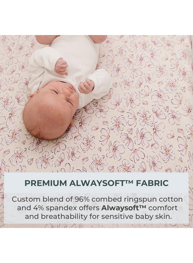 Pobibaby - 2 Pack Bassinet Sheets Girl, Bassinet Sheets Cotton 33x20 for Girls and Floral Nursery for Standard Rectangle Bassinets - Ultra-Soft Jersey Knit, Safe and Snug for Baby (Blossom) - Image 2
