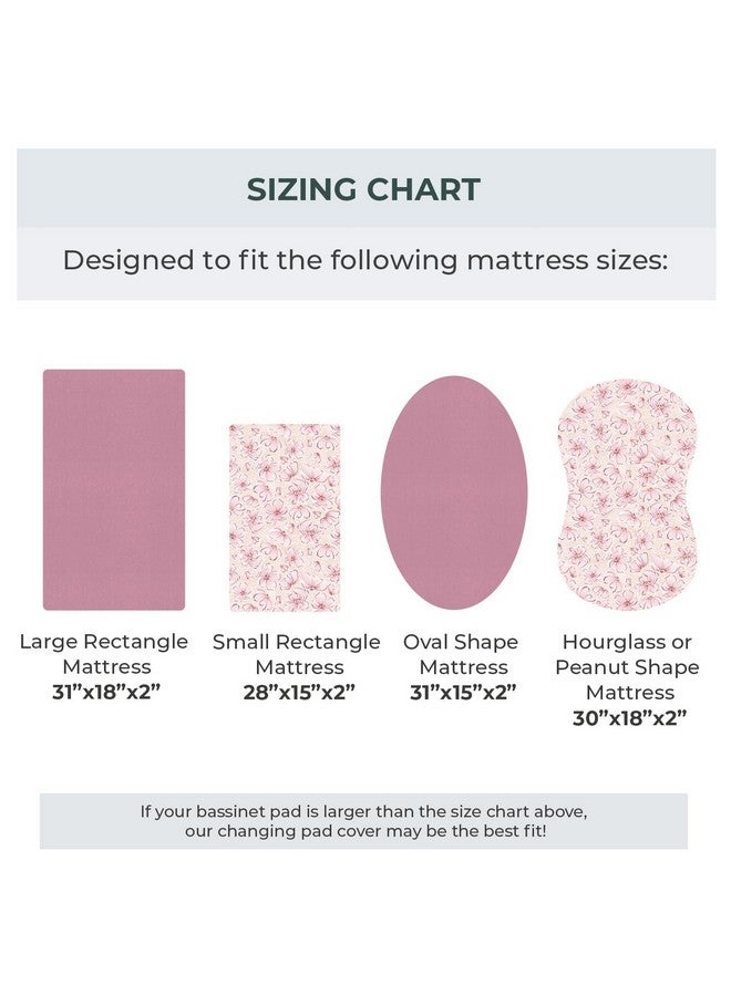 Pobibaby - 2 Pack Bassinet Sheets Girl, Bassinet Sheets Cotton 33x20 for Girls and Floral Nursery for Standard Rectangle Bassinets - Ultra-Soft Jersey Knit, Safe and Snug for Baby (Blossom) - Image 3