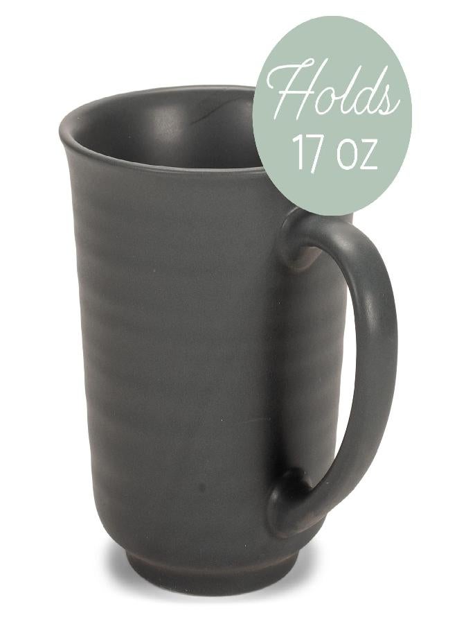 Elanze Designs Black Matte Glaze Finish 17 ounce Stoneware Coffee Cup Mugs Set of 4 - Image 2