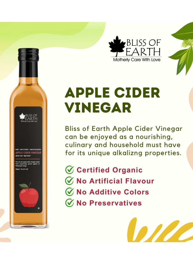 BLISS OF EARTH Organic Himalayan Apple Cider Vinegar With Mother, Raw, Unfiltered & Unpasteurized, 500ml  - Image 4