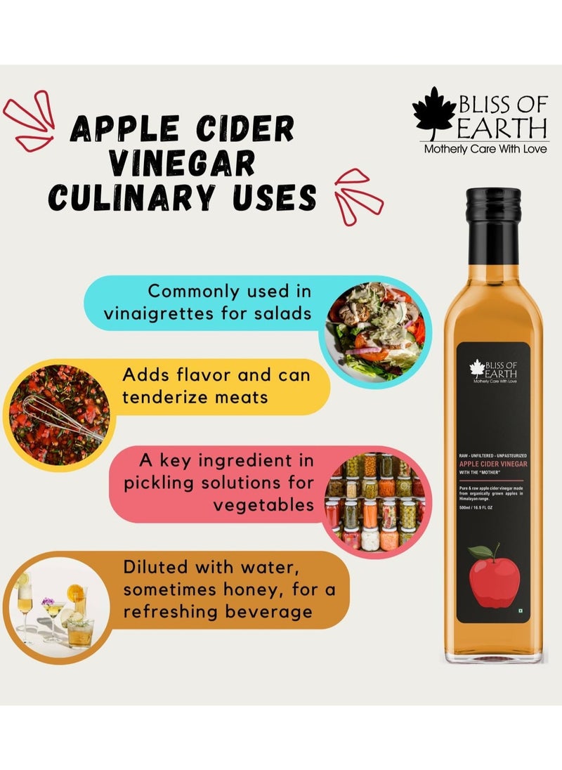 BLISS OF EARTH Organic Himalayan Apple Cider Vinegar With Mother, Raw, Unfiltered & Unpasteurized, 500ml  - Image 5