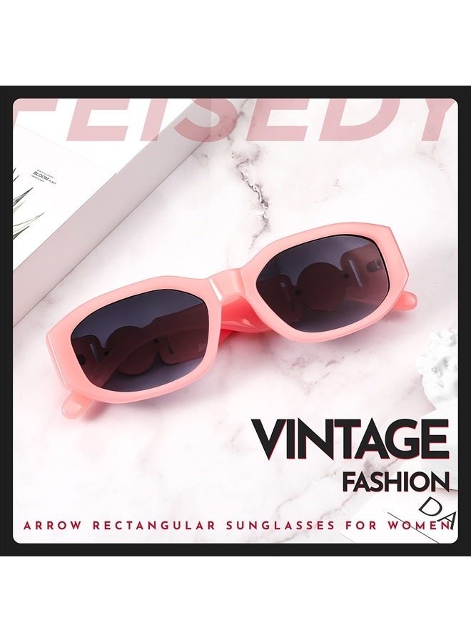 FEISEDY Retro Trendy Rectangle Sunglasses Women Men Vintage 90s Small Narrow Square Sunglasses B2322  - Image 3