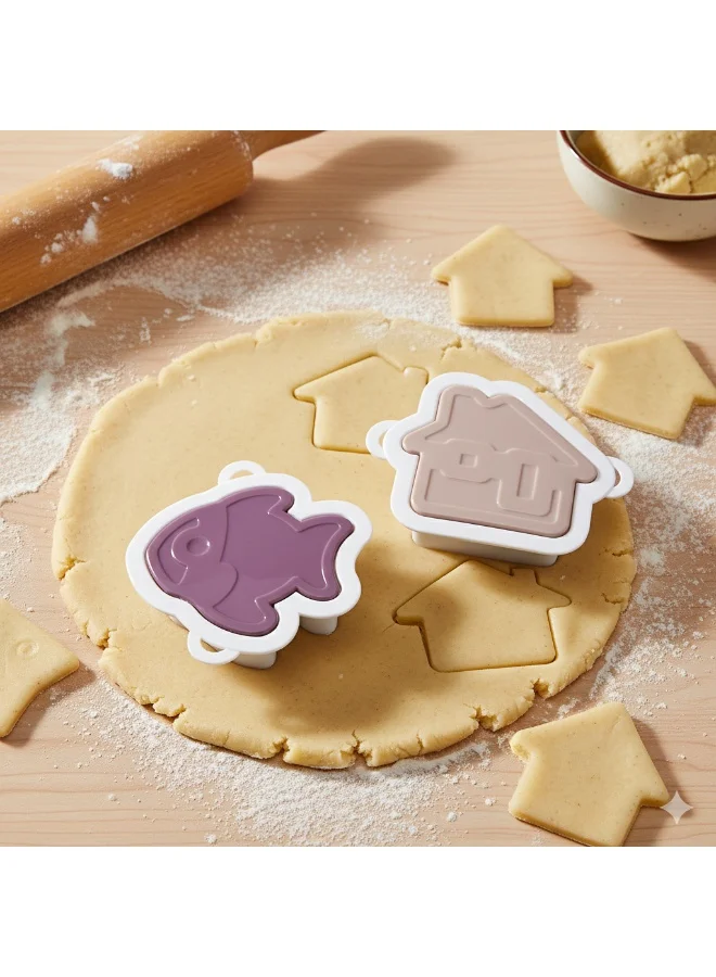 Fissman 2-Piece Cookie Cutter Stamp Set, House & Fish Shape Biscuit Molds, Embossed Cookie Cutters