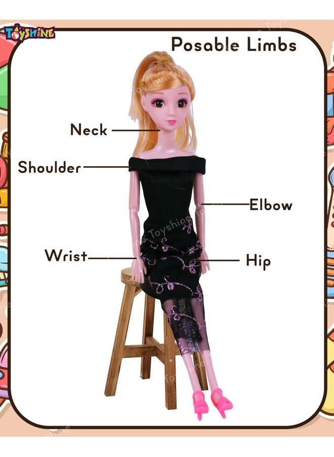Toyshine Toyshine Kally Fashion Doll with 3D Eyes, Folding Hands & Glittering Dress Pretend Play Gift for Girls Kids Role Play Toy for Age 3+,Model A  - Image 3