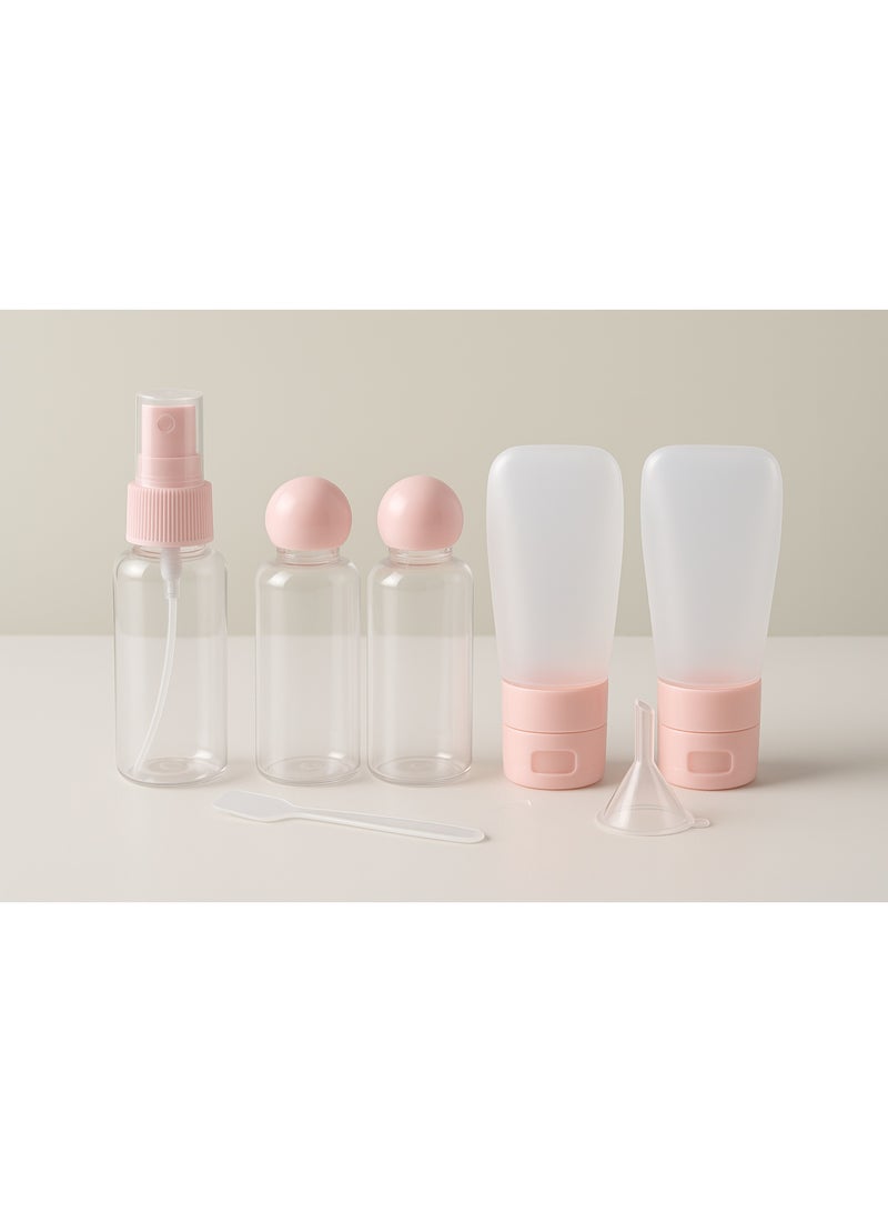Generic 6-Piece Travel Bottles Set with Transparent Pouch - Pink  - Image 1
