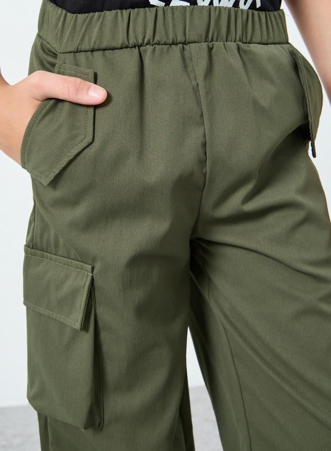 Styli Boys Olive Green Cargo Pants - Image 3