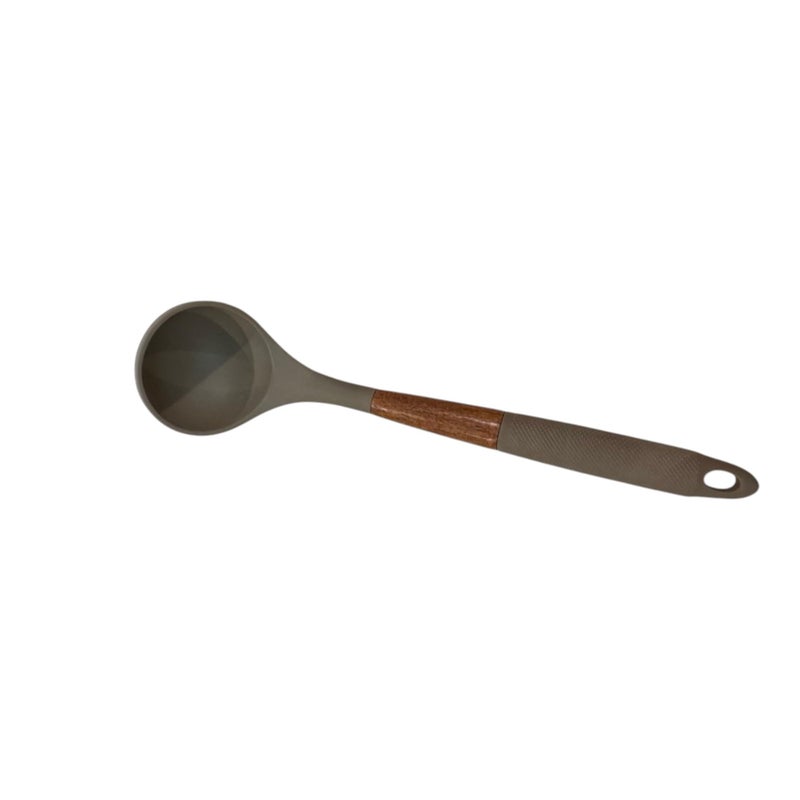 Wooden Handle Silicone Ladle (Brown) - Image 3