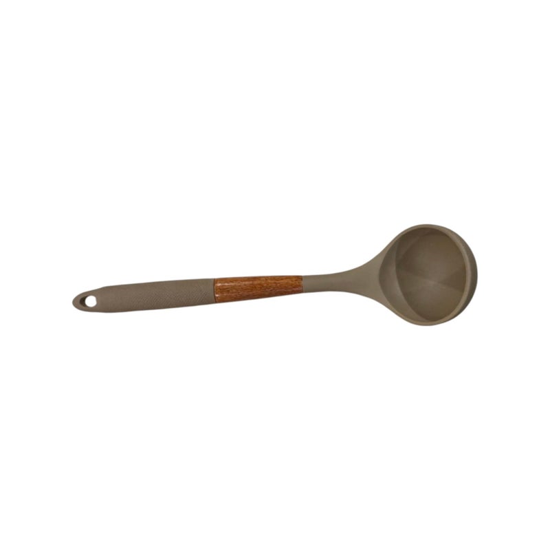 Wooden Handle Silicone Ladle (Brown) - Image 2