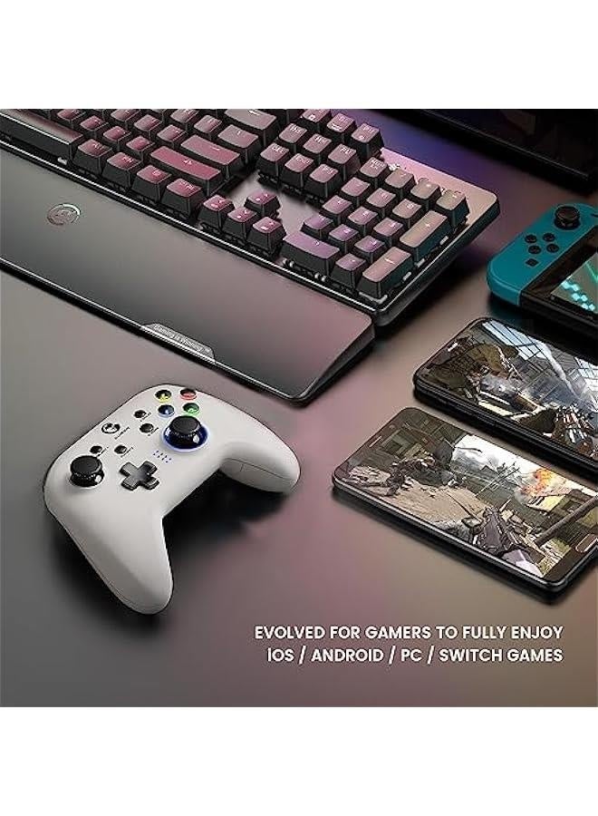 T4 Pro Wireless Gaming Controller for Switch/Windows PC/Android/iPhone,Switch Controller with 4 Programmable Butoons,Dual-Vibration and Turbo Gamepad Joystick with LED Backlight(T4 pro White) - Image 2