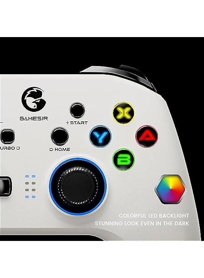 T4 Pro Wireless Gaming Controller for Switch/Windows PC/Android/iPhone,Switch Controller with 4 Programmable Butoons,Dual-Vibration and Turbo Gamepad Joystick with LED Backlight(T4 pro White) - Image 4
