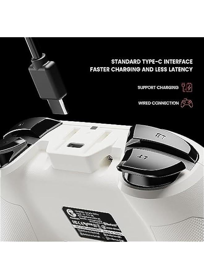 T4 Pro Wireless Gaming Controller for Switch/Windows PC/Android/iPhone,Switch Controller with 4 Programmable Butoons,Dual-Vibration and Turbo Gamepad Joystick with LED Backlight(T4 pro White) - Image 3