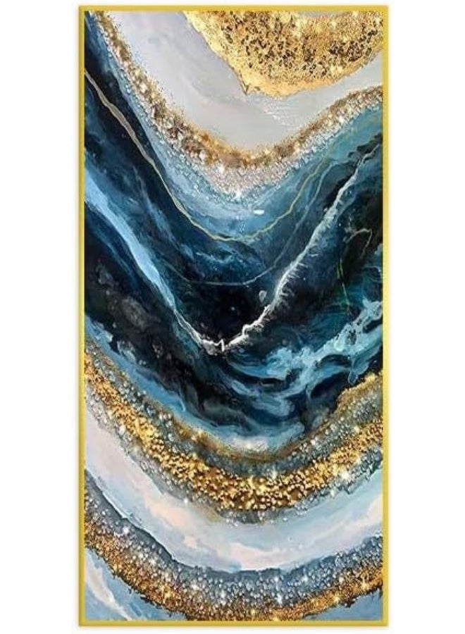 Bliss Vie BLISS VIE Premium Modern Decor Luxury Style Crystal Porcelain Wall Painting with LED/Diamond Wall Art for Bedroom Living Room Office, with Aluminum Alloy Frame (Arcs with Diamonds, 50x100 cm)  - Image 1