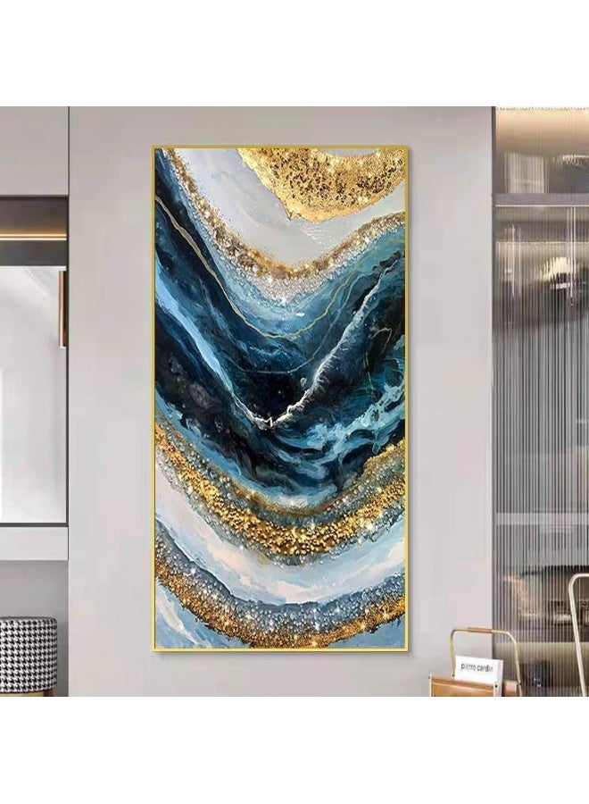Bliss Vie BLISS VIE Premium Modern Decor Luxury Style Crystal Porcelain Wall Painting with LED/Diamond Wall Art for Bedroom Living Room Office, with Aluminum Alloy Frame (Arcs with Diamonds, 50x100 cm)  - Image 4