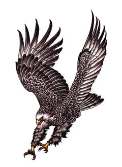 Temporary tattoo in the form of a colorful eagle with a beautiful and eye-catching design