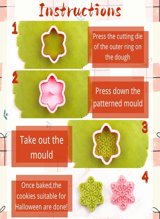 Orapink Christmas Cookie Cutter Set - 9 Pcs Plastic Snowflake Cookie Cutters and Stamps, Holiday Baking Molds for Christmas Cookies, Cupcakes, Fondant & Crafts - Image 3