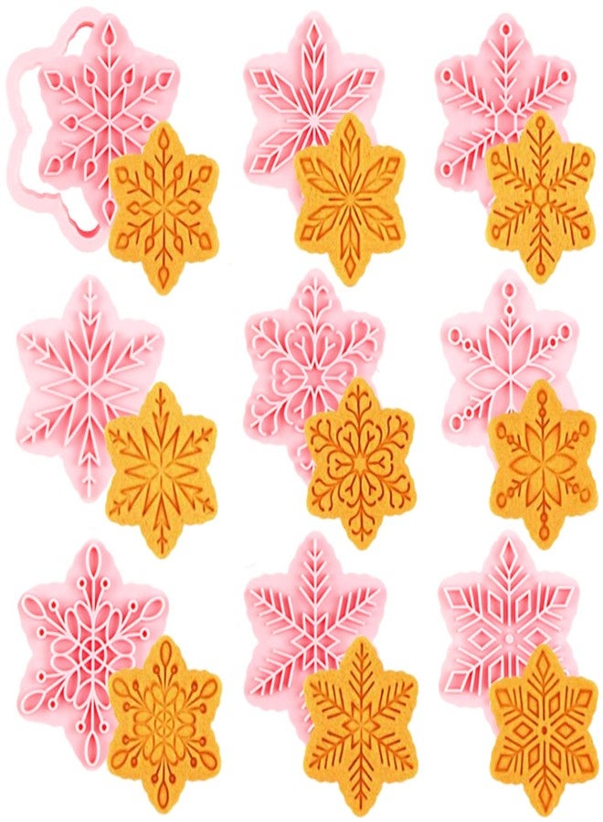 Orapink Christmas Cookie Cutter Set - 9 Pcs Plastic Snowflake Cookie Cutters and Stamps, Holiday Baking Molds for Christmas Cookies, Cupcakes, Fondant & Crafts - Image 1