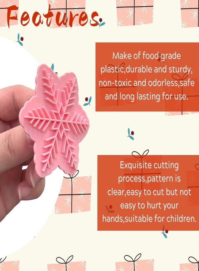 Orapink Christmas Cookie Cutter Set - 9 Pcs Plastic Snowflake Cookie Cutters and Stamps, Holiday Baking Molds for Christmas Cookies, Cupcakes, Fondant & Crafts - Image 4