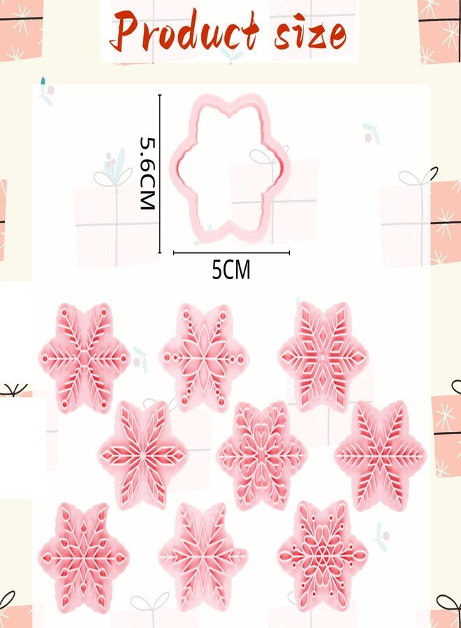 Orapink Christmas Cookie Cutter Set - 9 Pcs Plastic Snowflake Cookie Cutters and Stamps, Holiday Baking Molds for Christmas Cookies, Cupcakes, Fondant & Crafts - Image 2