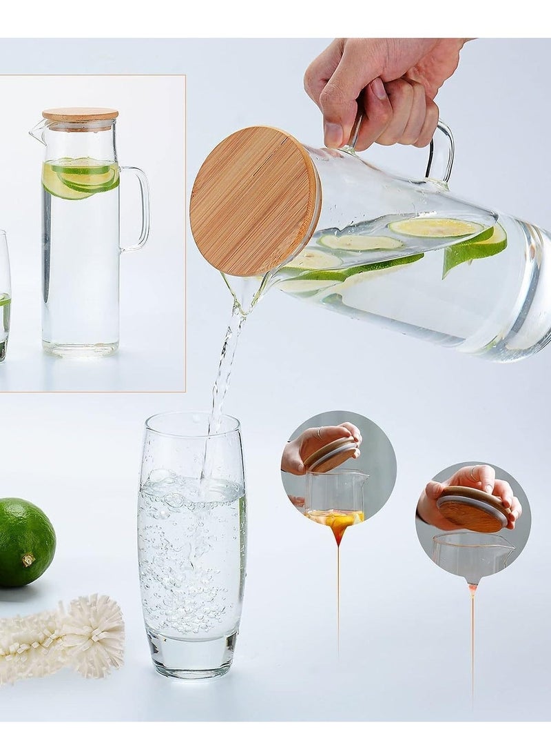 1Chase Borosilicate Water Jug With Handle and Bamboo Lid 1200 ML  - Image 3