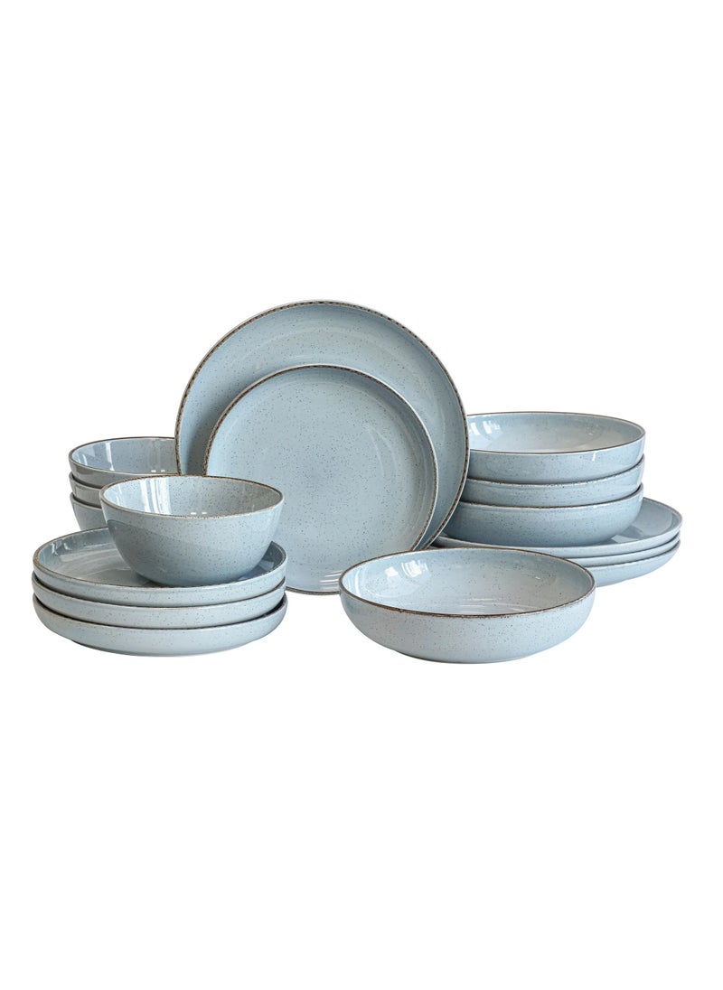 over&back 16-Piece Stackable Dinnerware Dish Set - Stoneware Dishes - Includes 4 Dinner Plates, 4 Salad Plates, 4 Cereal Bowls, And 4 Dinner Bowls (Blue , Dinner Set | 16 Pieces)  - Image 3