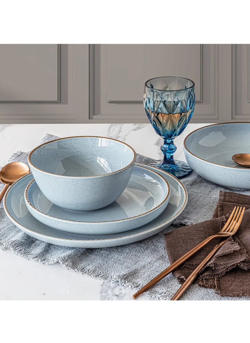 over&back 16-Piece Stackable Dinnerware Dish Set - Stoneware Dishes - Includes 4 Dinner Plates, 4 Salad Plates, 4 Cereal Bowls, And 4 Dinner Bowls (Blue , Dinner Set | 16 Pieces)  - Image 5