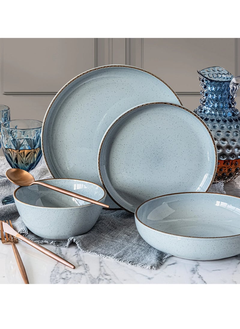 over&back 16-Piece Stackable Dinnerware Dish Set - Stoneware Dishes - Includes 4 Dinner Plates, 4 Salad Plates, 4 Cereal Bowls, And 4 Dinner Bowls (Blue , Dinner Set | 16 Pieces)  - Image 2
