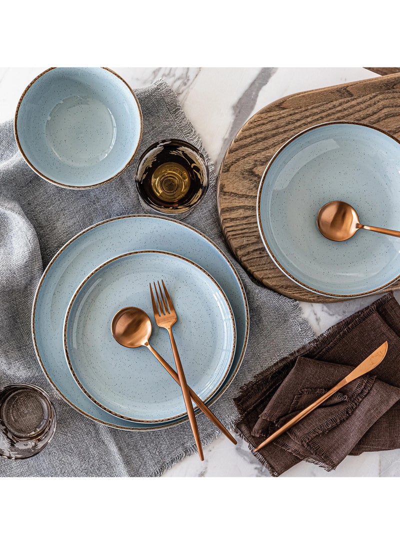 over&back 16-Piece Stackable Dinnerware Dish Set - Stoneware Dishes - Includes 4 Dinner Plates, 4 Salad Plates, 4 Cereal Bowls, And 4 Dinner Bowls (Blue , Dinner Set | 16 Pieces)  - Image 4