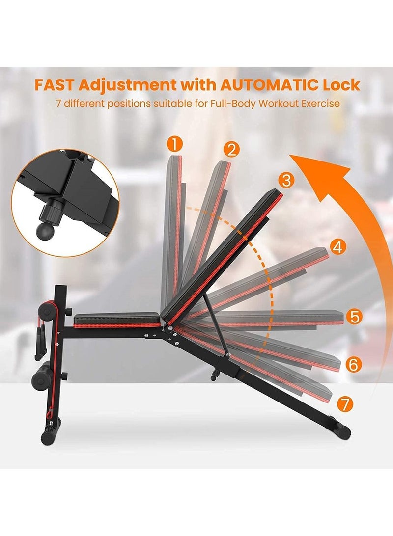 مقعد  تمارين احترافي متعدد الوظائف قابل للتعديل مع حبل مقاومة  مرن للغاية - Image 3