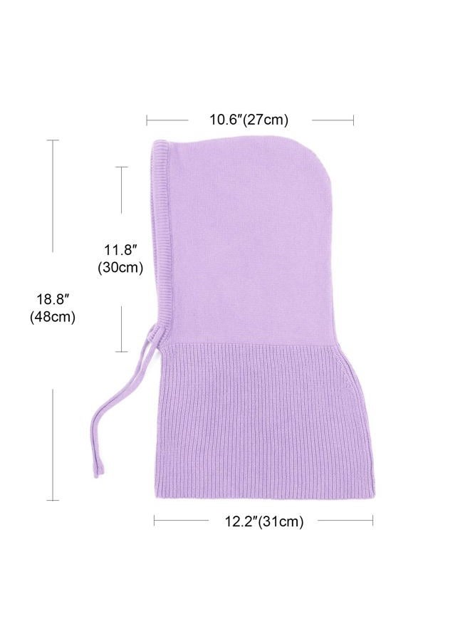 AQOKKA Winter Hats for Women Balaclava Knit Beanie Skull Cap with Drawstring Warm Hooded Scarf Hat - Image 2