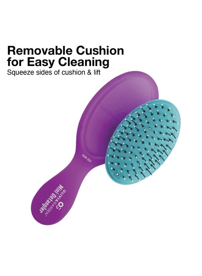 Olivia Garden Livia Garden Og Brush Detangler Pocketsize Perfect For Travel And Onthego Removable Cushion Scalp Hugging Shape Massages The Scalp For Wet Or Dry Hair For Women Men And Children Purple - Image 5