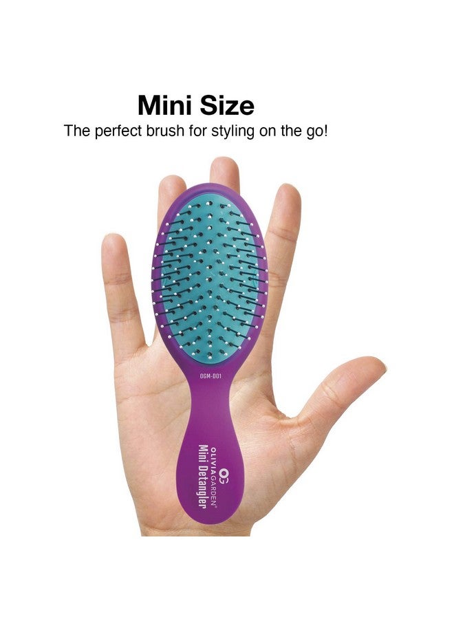 Olivia Garden Livia Garden Og Brush Detangler Pocketsize Perfect For Travel And Onthego Removable Cushion Scalp Hugging Shape Massages The Scalp For Wet Or Dry Hair For Women Men And Children Purple - Image 3