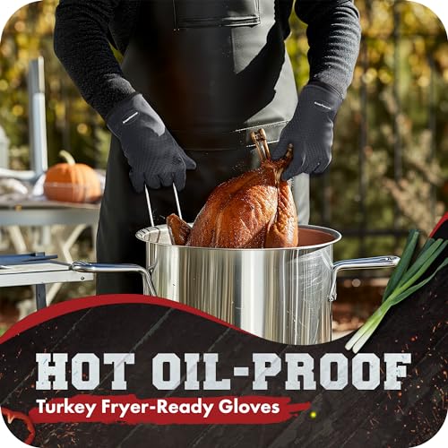 KITCHEN PERFECTION Silicone Smoker Oven Gloves-Extreme Heat Resistant BBQ Gloves-Handle Hot Food Right on Your Grill Fryer & Pit|Waterproof Grilling Cooking Baking Mitts|Superior Value Set +3 Bonuses - Image 5