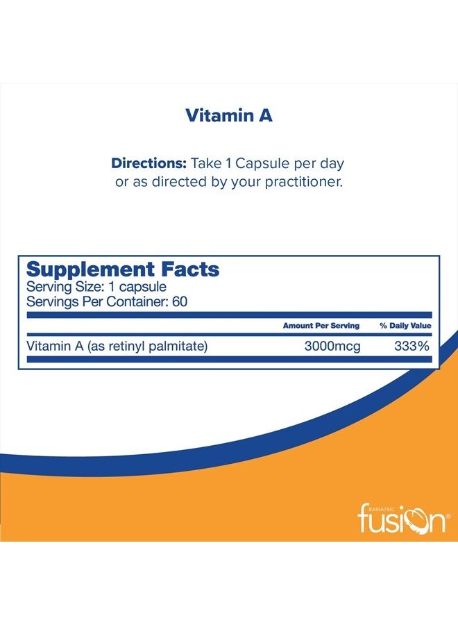 Bariatric Fusion Vitamin A, 3000 mcg of Retinyl Palmitate, Post Bariatric Surgery Supplement, 60 Count - Image 2