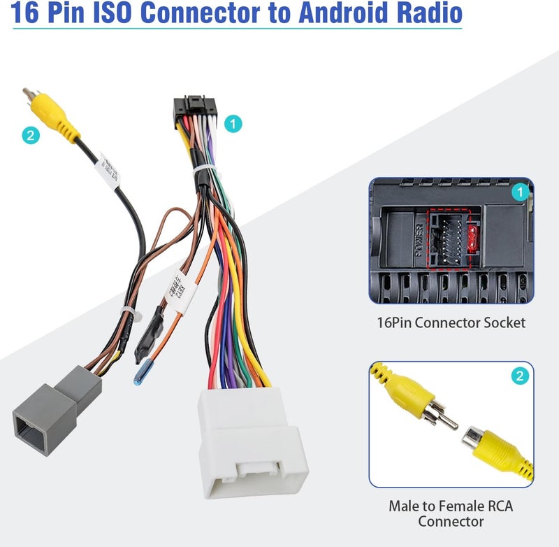 Jayubien 16Pin ISO Radio Wire Harness to 20Pin Stereo Connector for Mitsubishi Vehicles - Image 4