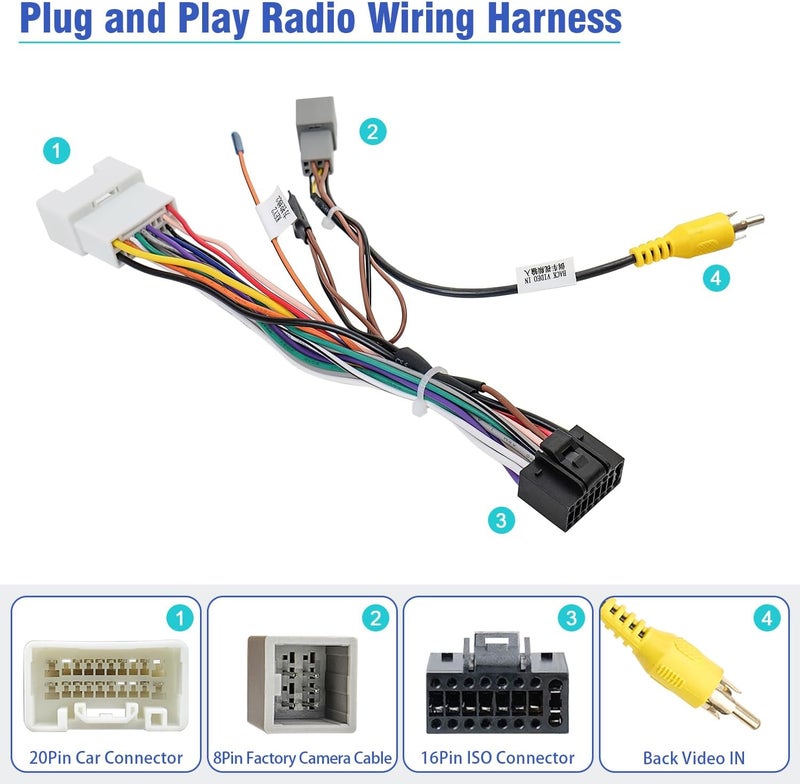 Jayubien 16Pin ISO Radio Wire Harness to 20Pin Stereo Connector for Mitsubishi Vehicles - Image 3