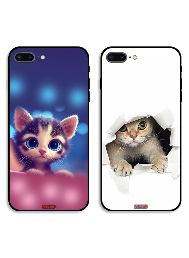 Tolwak Two Cases For Apple iPhone 8 Plus Protective Covers Cat Appearing Little Cat - Image 1