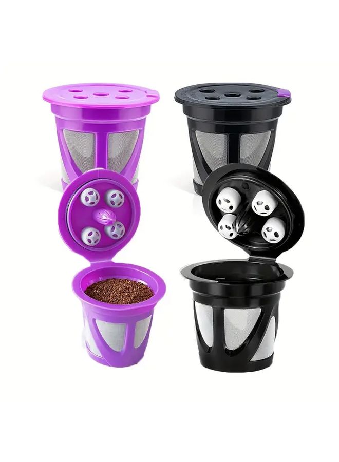 2 Pack Reusable K Cups for Keurig Universal Refillable Coffee Pods Black Purple - Image 1