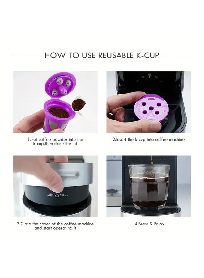 2 Pack Reusable K Cups for Keurig Universal Refillable Coffee Pods Black Purple - Image 5