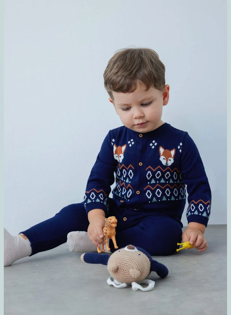 DeFacto BabyBoy Bike Neck Long Sleeve Tricot Overalls