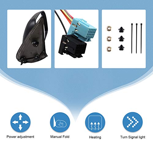 ECCPP Door Mirrors High Performance LH+RH Side Mirror Replacement Driver+Right Side Mirror with Power Adjusted Heated for 2003-2006 for Chevy Silverado Suburban Tahoe for GMC Sierra Yuk - Image 4